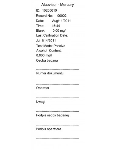 Alcovisor Mercury z drukarką