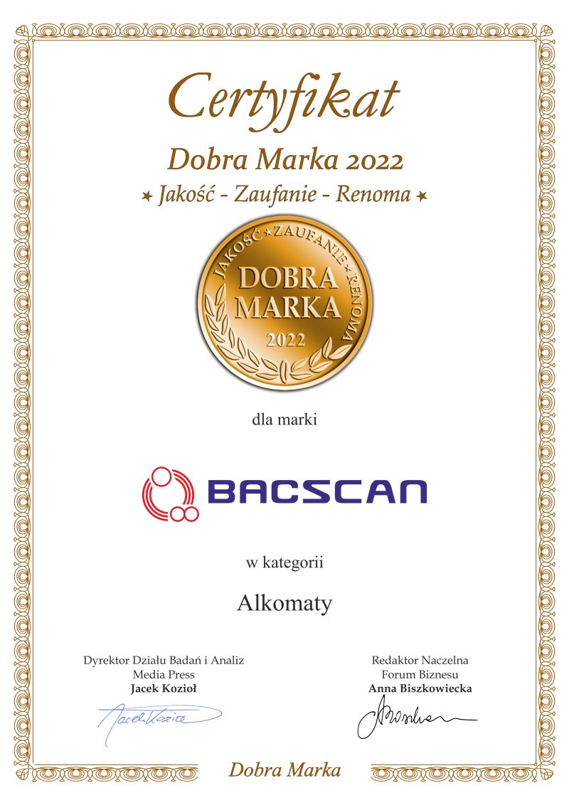 Certyfikat dobra marka dla BACscan